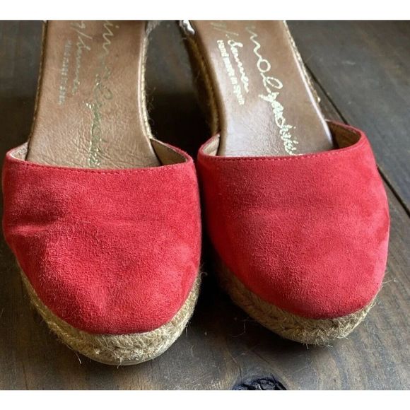 Gaimo Espadrilles Womens Suede Red Wedge Heel Size‎ 39 US 8.5 UK 6 Made in Spain - Picture 7 of 10